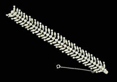 SHERMAN - Vintage Laurel Leaf Diamanté Bracelet - Signed - Canada - Circa 1960's