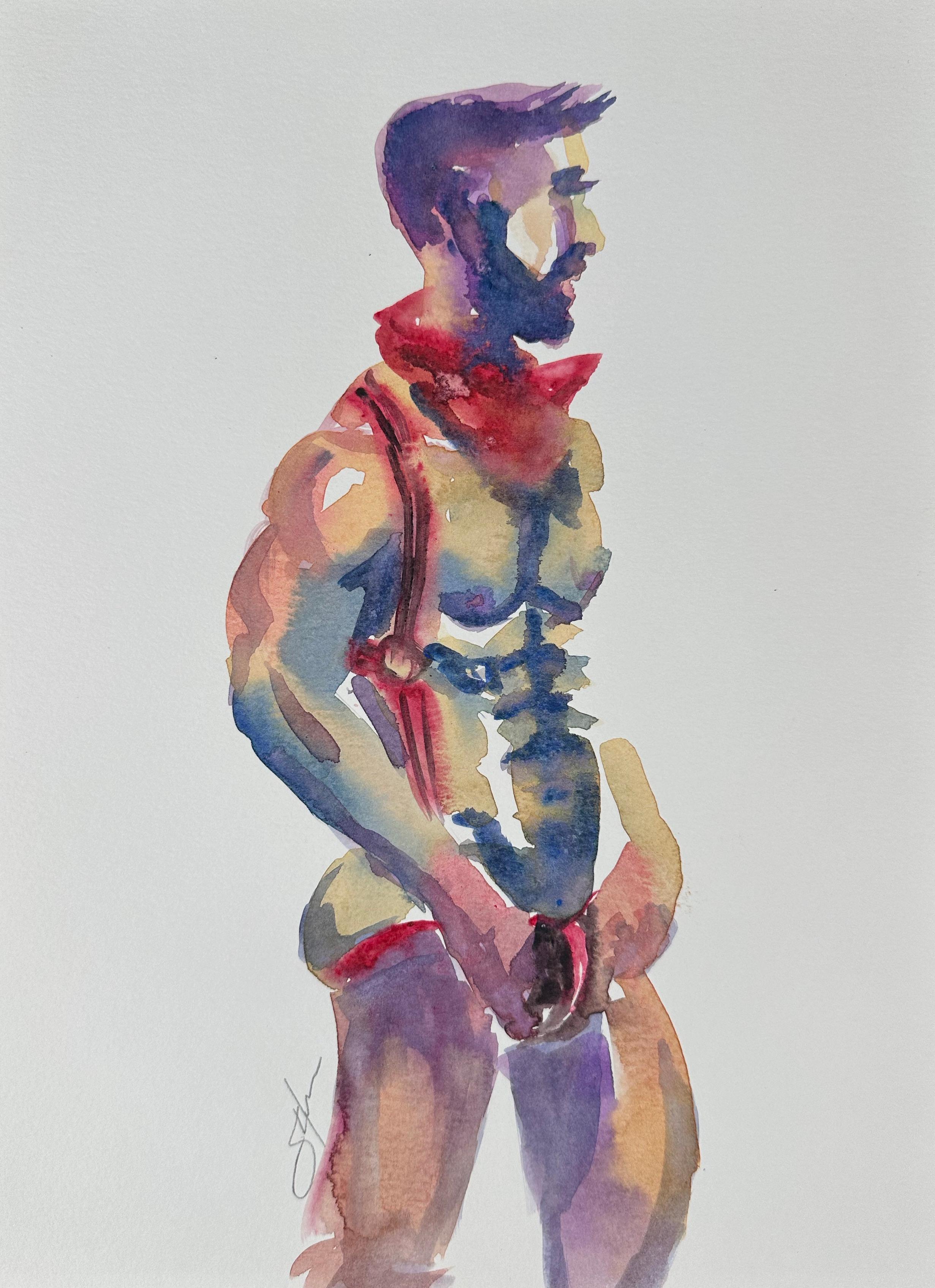 Sherman Yee Nude Painting – Brock, Rebar (Männlicher Akt)
