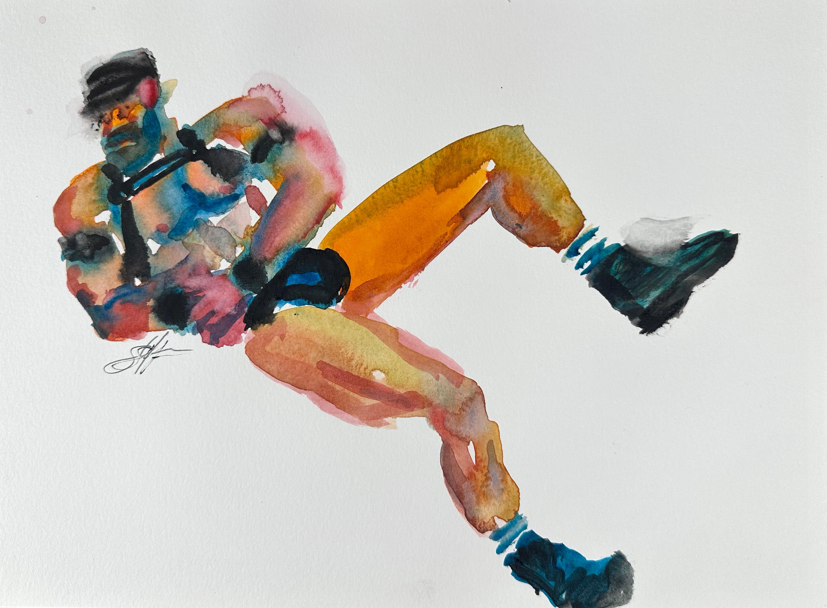 Sherman Yee Abstract Painting - Untitled (Male Nude Leather Daddy)