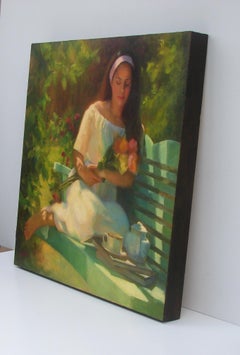 Alana with Roses, Oil Painting