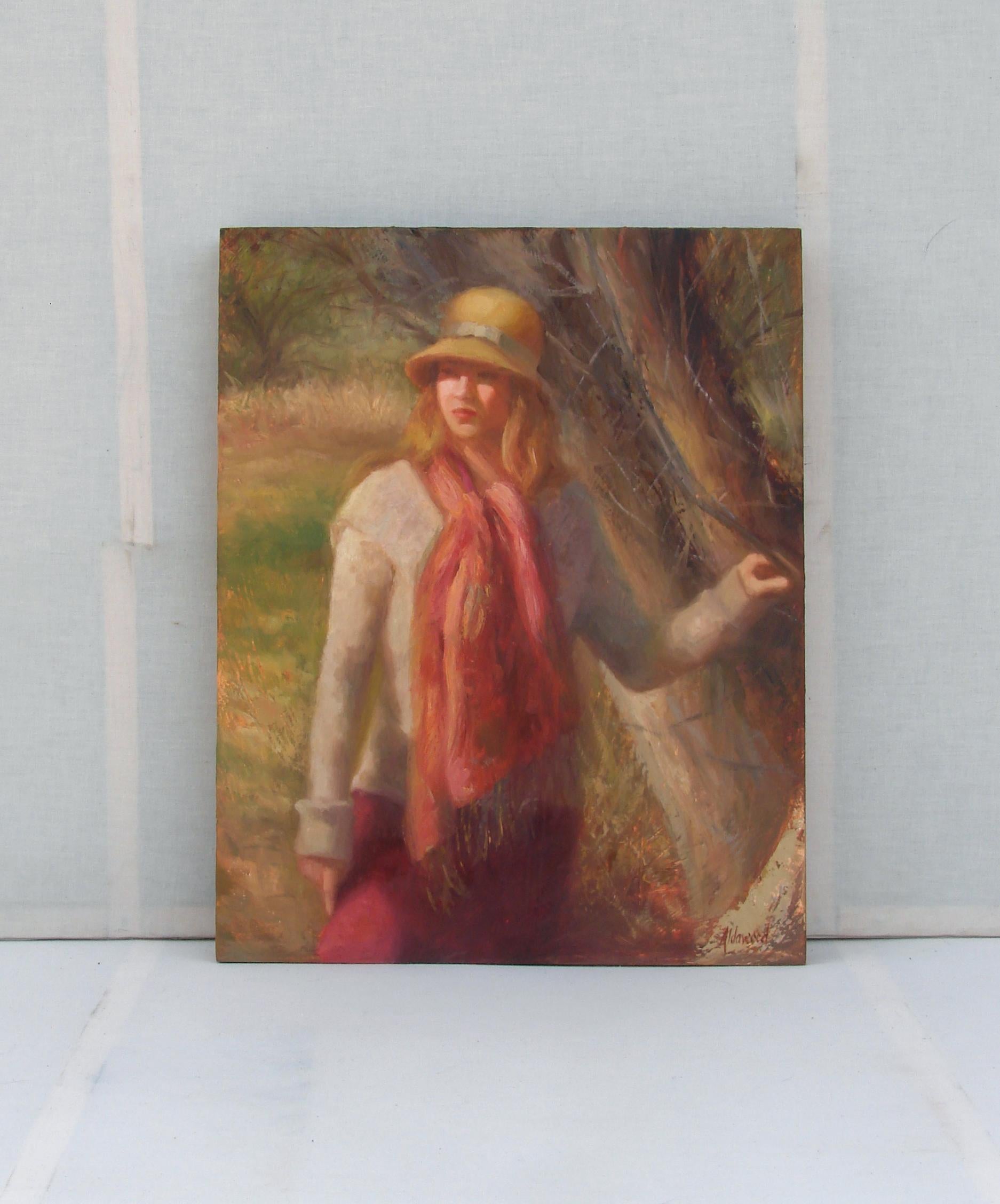 <p>Artist Comments<br>I spent a beautiful autumn day painting and photographing my model, Cynthia in a wooded area near Sedona, Arizona.  I wanted the painting to convey the rough nature of the wooded area and also the warm sunlight as it fell on