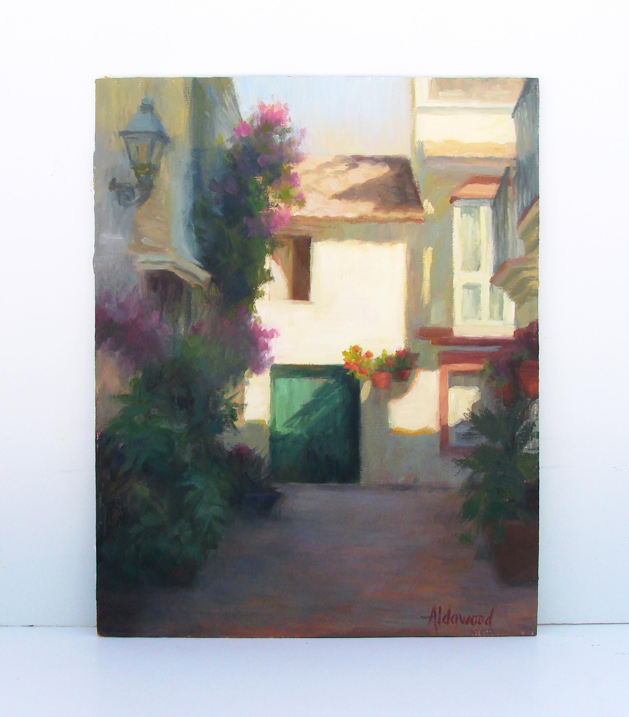 <p>Comentarios del artista<br>Una calle tranquila atraviesa la ciudad costera de Estepona, España, bordeada de casas que descansan en la sombra. Más adentro, un edificio soleado se enfrenta al espectador, con su cálida fachada iluminada por el sol