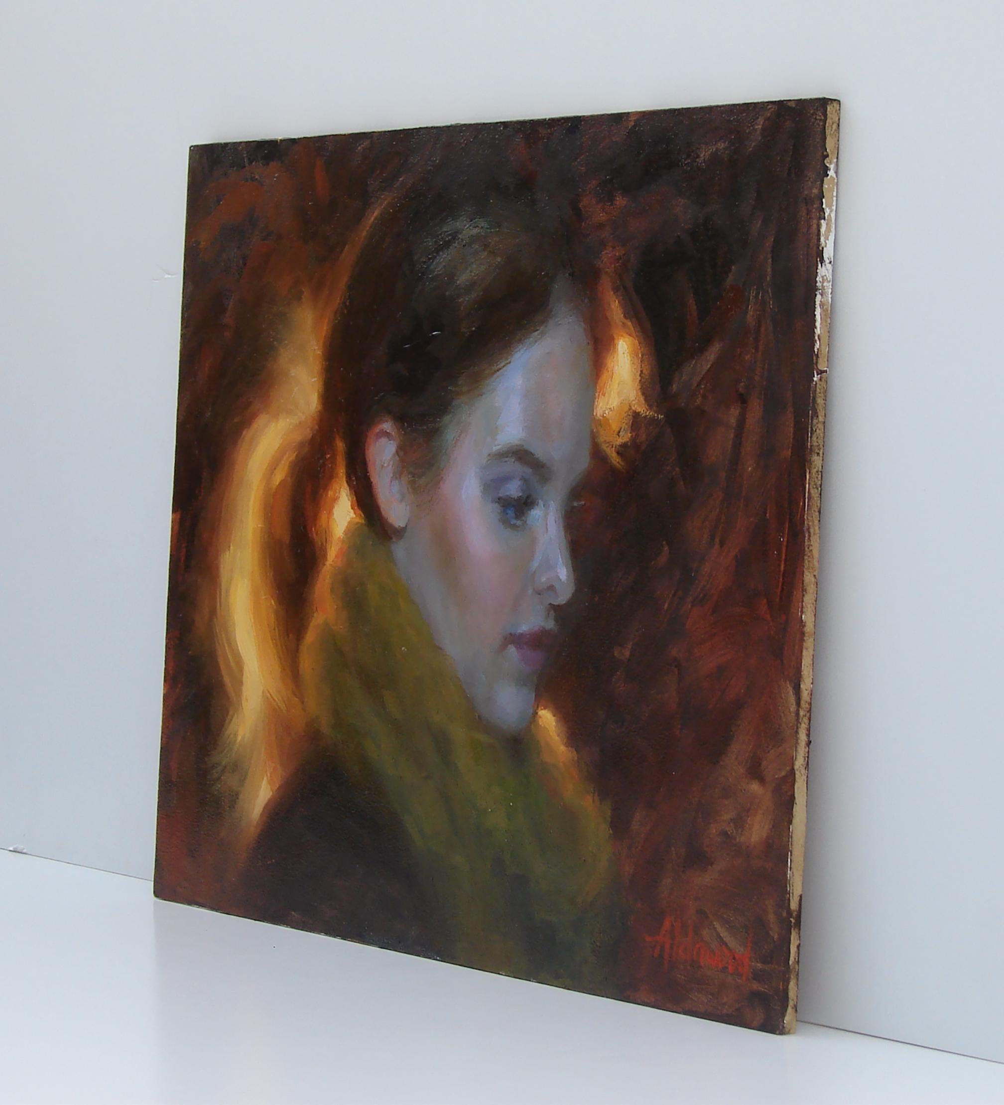 backlit portrait painting