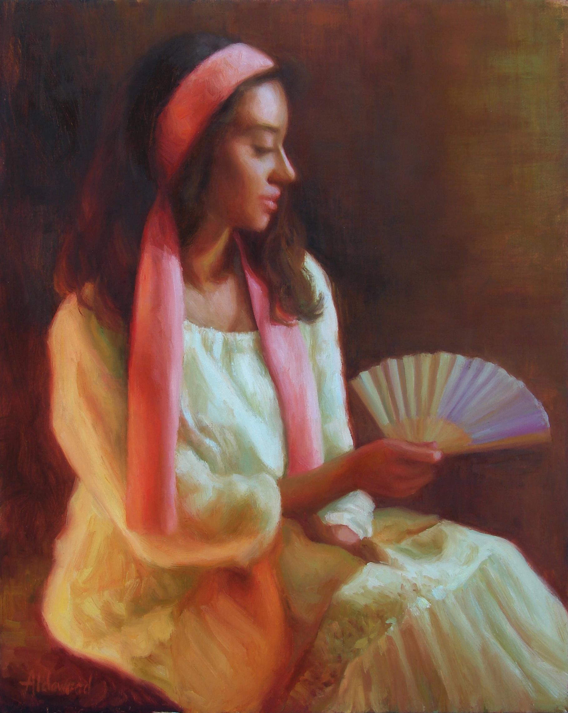 Sherri Aldawood Figurative Painting - In the Still of the Night, Oil Painting