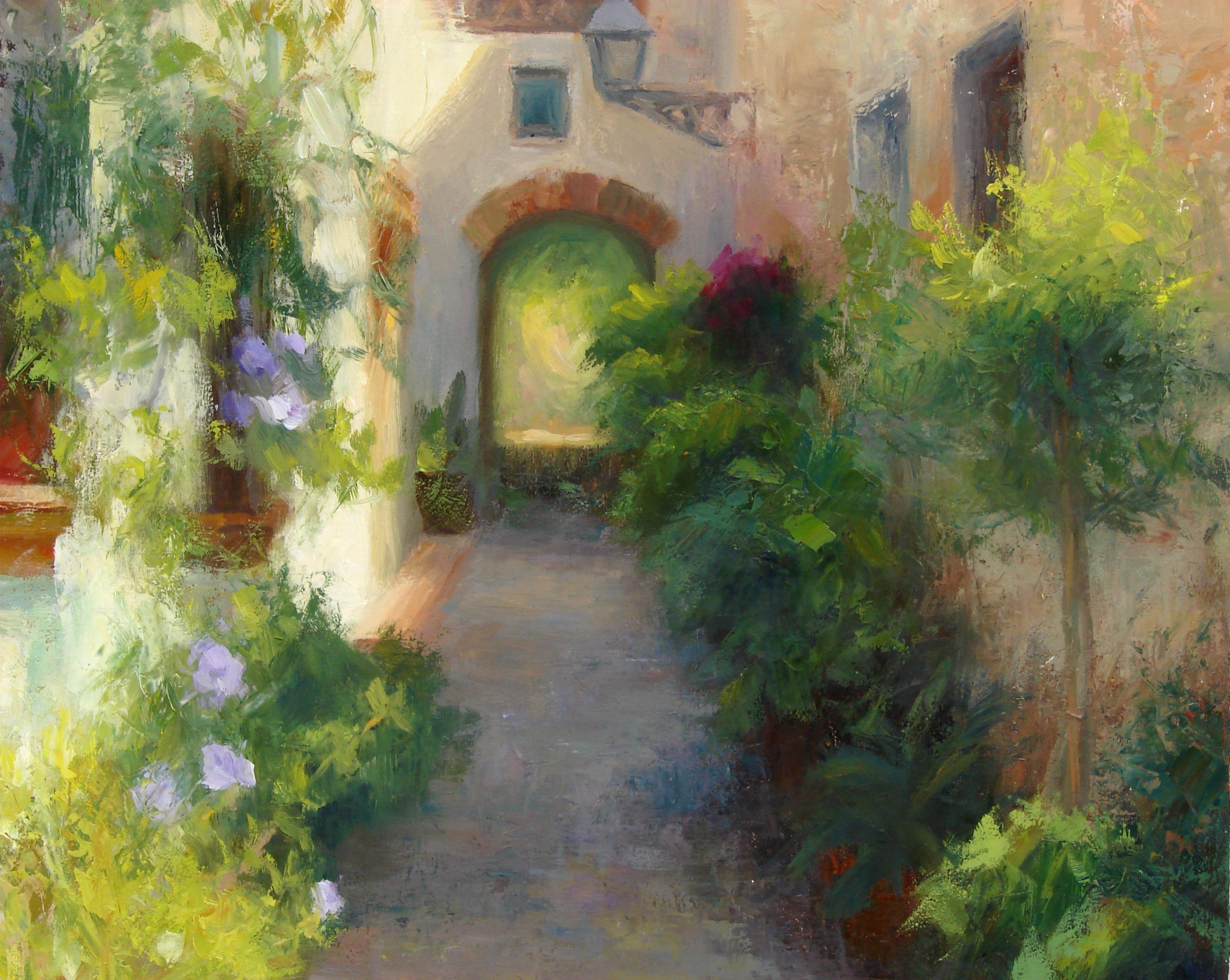 Callejón de Marbella, Pintura al óleo - Interior Painting Gris de Sherri Aldawood