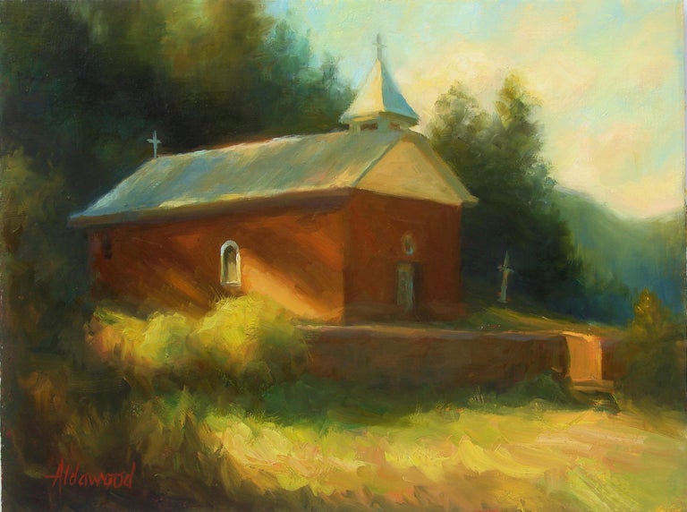 Sherri Aldawood Interior Painting - Old New Mexico Church, Oil Painting