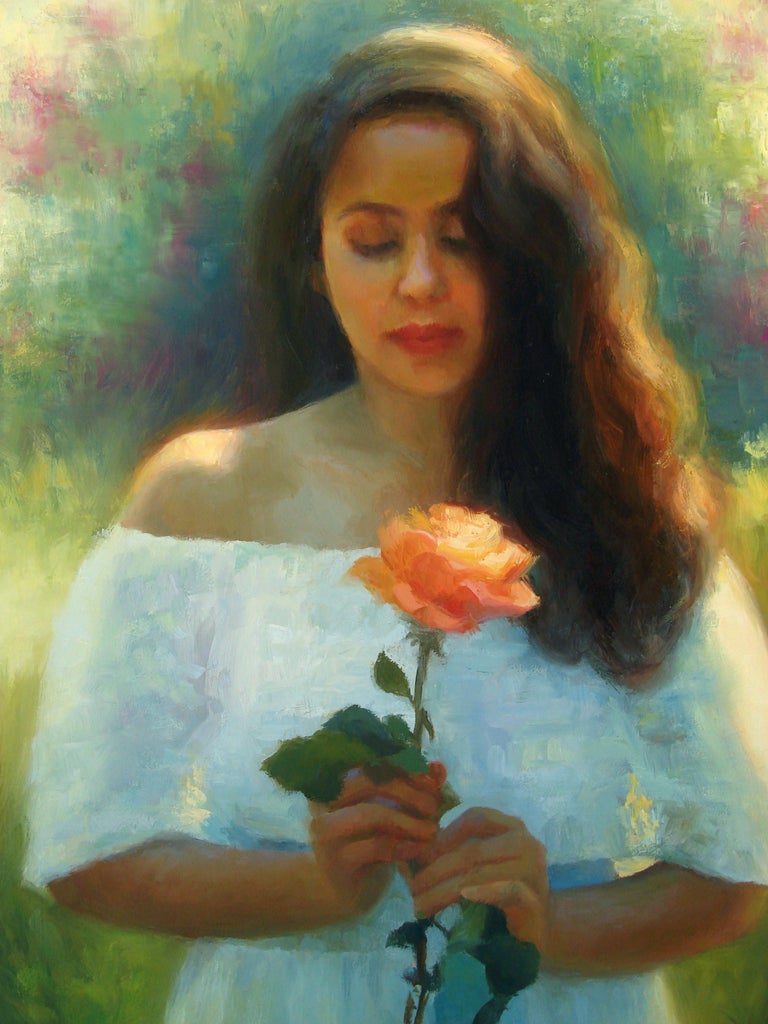 Sherri Aldawood One Perfect Rose, Oil Painting For Sale at 1stDibs