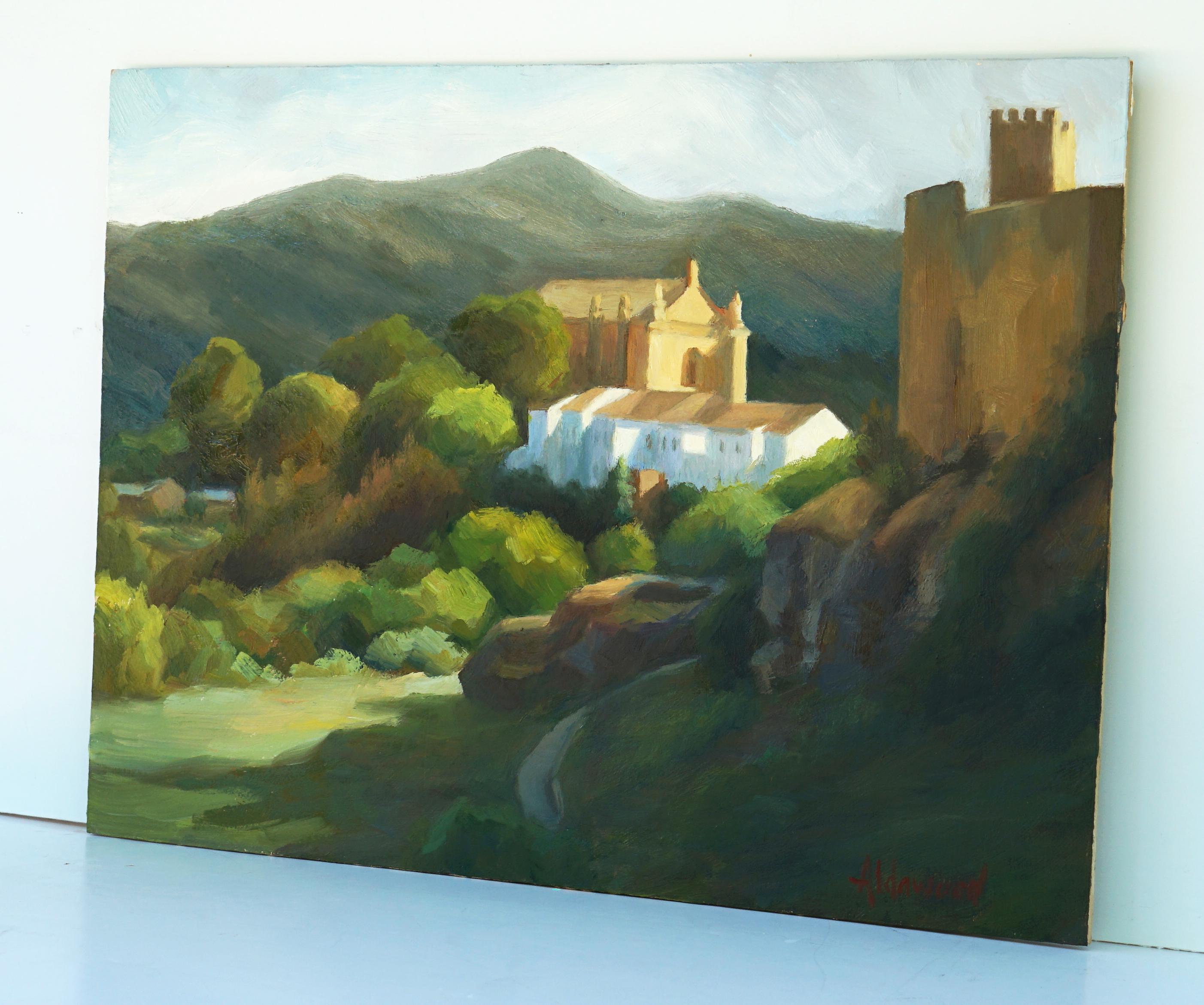 Ronda Afternoon, Oil Painting - Black Interior Painting by Sherri Aldawood