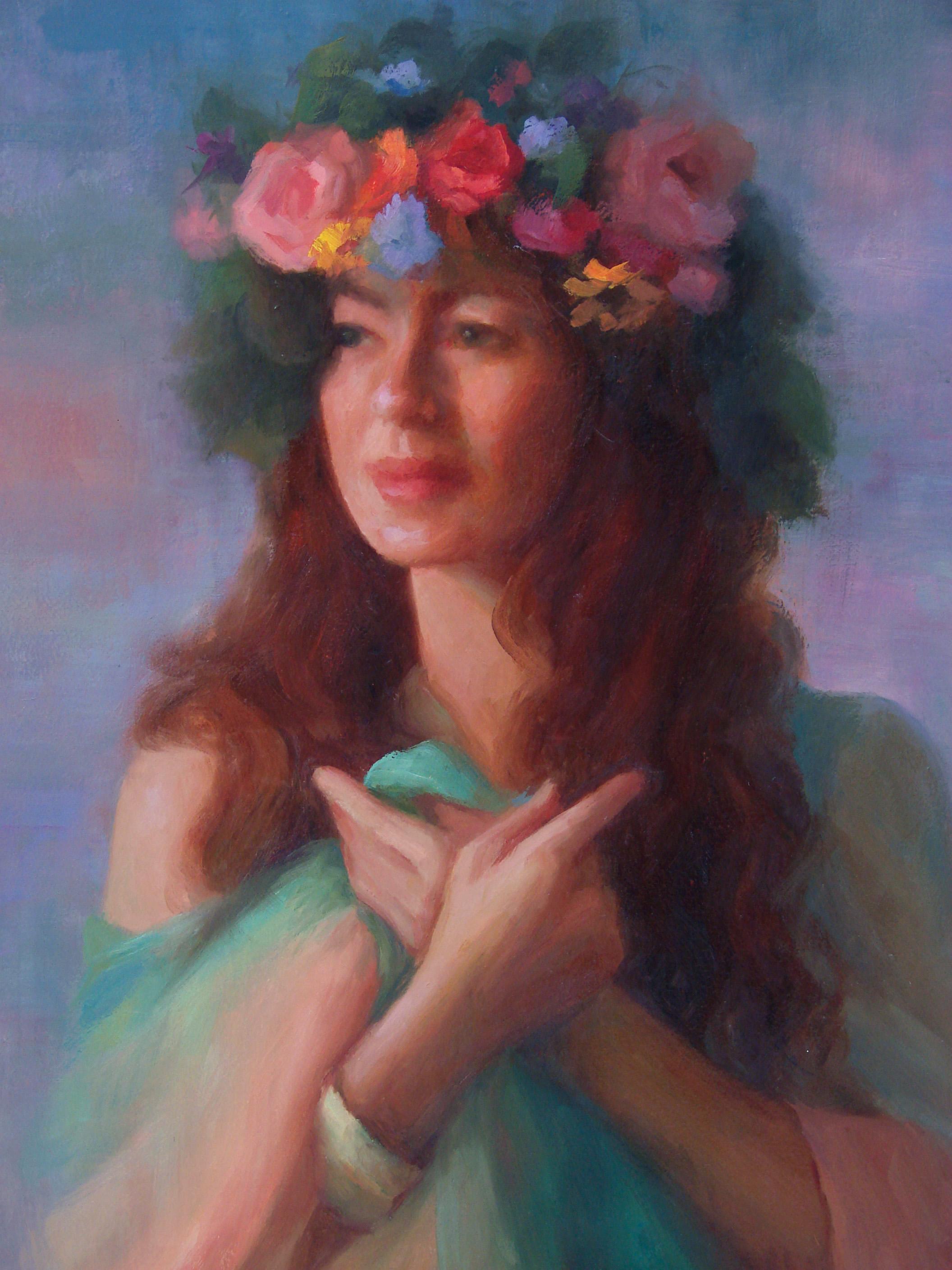 Fiori di primavera, pittura a olio - Figurative Painting Nero di Sherri Aldawood