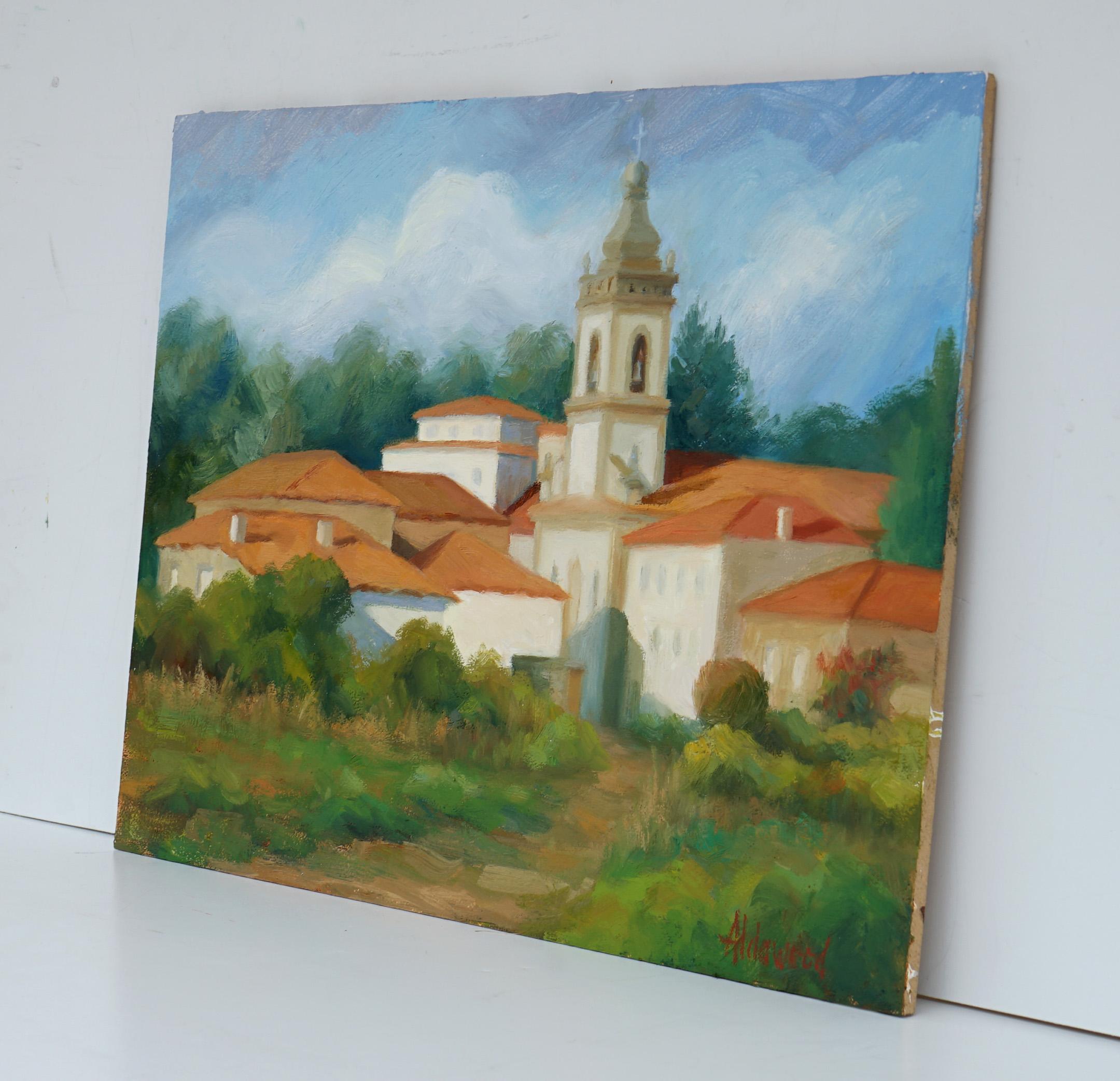 Village Steeple, Ölgemälde (Impressionismus), Art, von Sherri Aldawood
