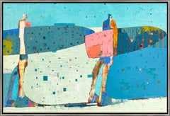 "Coastal Air" Zeitgenössische figurative Surfer Öl auf Leinwand Gerahmte Malerei