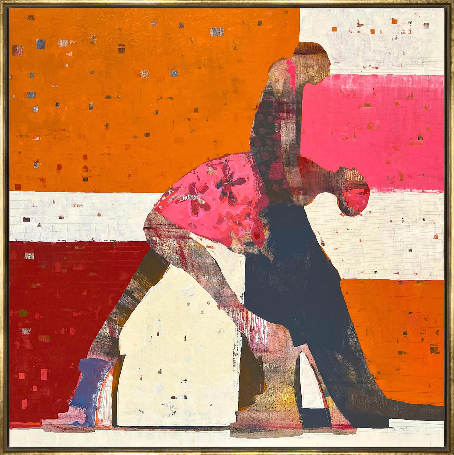 "Improv" Contemporary Abstract Dancing Couple Öl und Oil Stick auf Leinwand