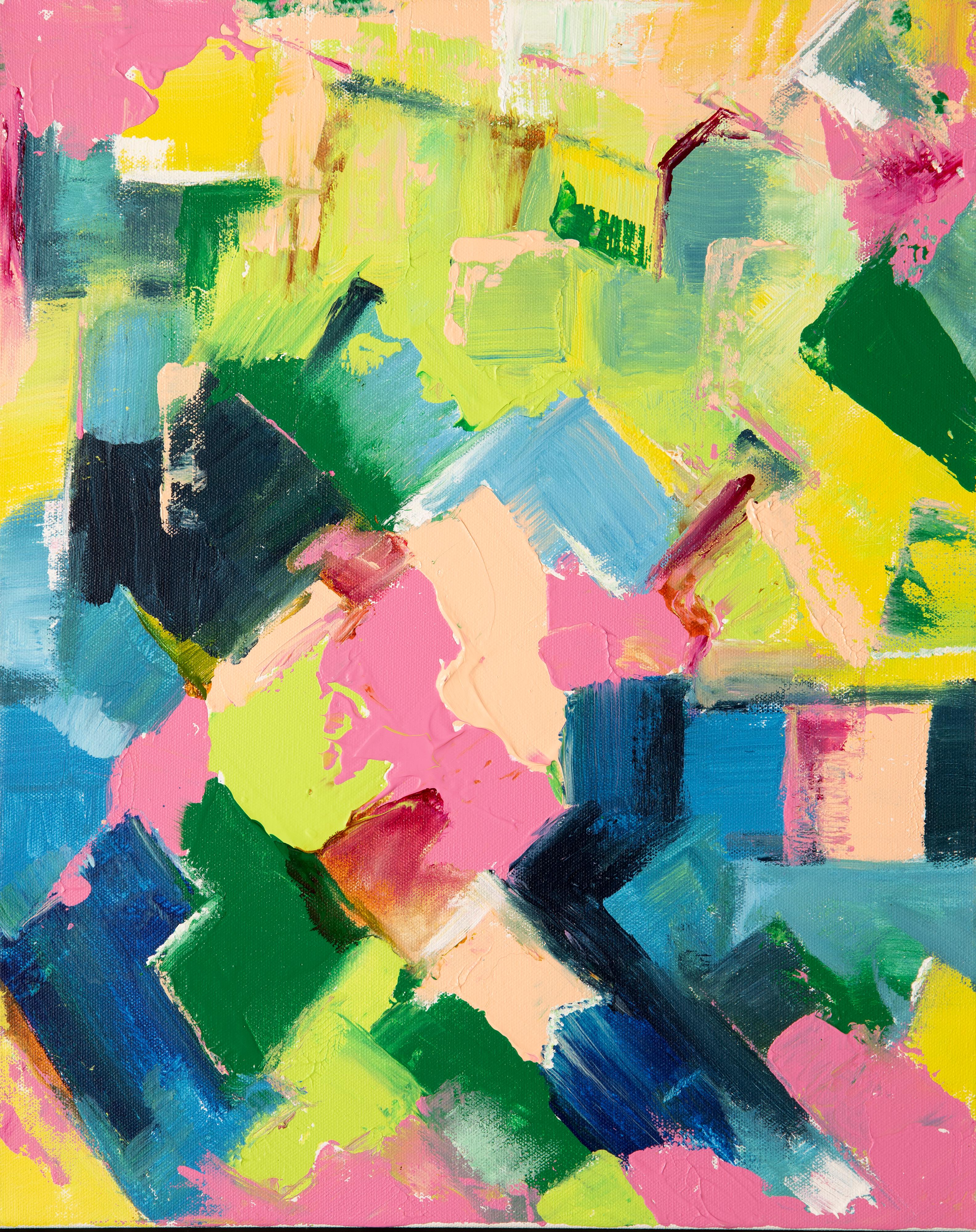 Abstract Painting di Sherri Springer - Posto felice - Pittura acrilica astratta colorata e allegra