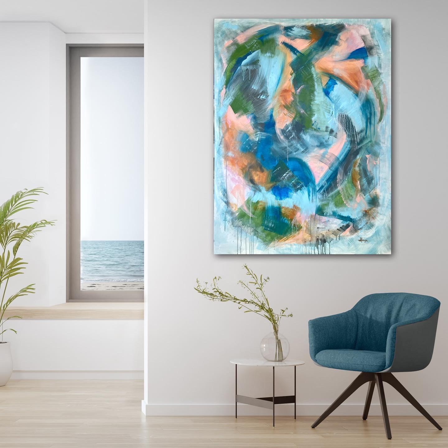 Una grande avventura 2 - Pittura astratta gestuale con Bigli - Abstract Painting Grigio di Sherri Springer
