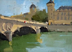 Along Pont au Change, Contemporary Paris Cityscape Painting