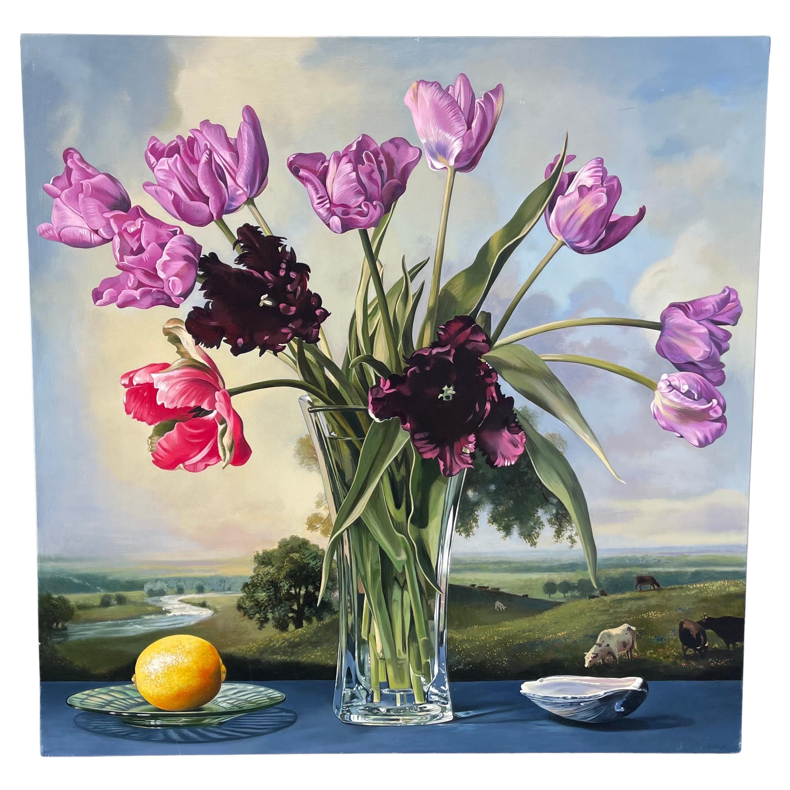 Sherrie Wolf, 1952-, "Frühlingsmorgen" Fotorealistisches Stillleben, Ref. Bierstadt im Angebot