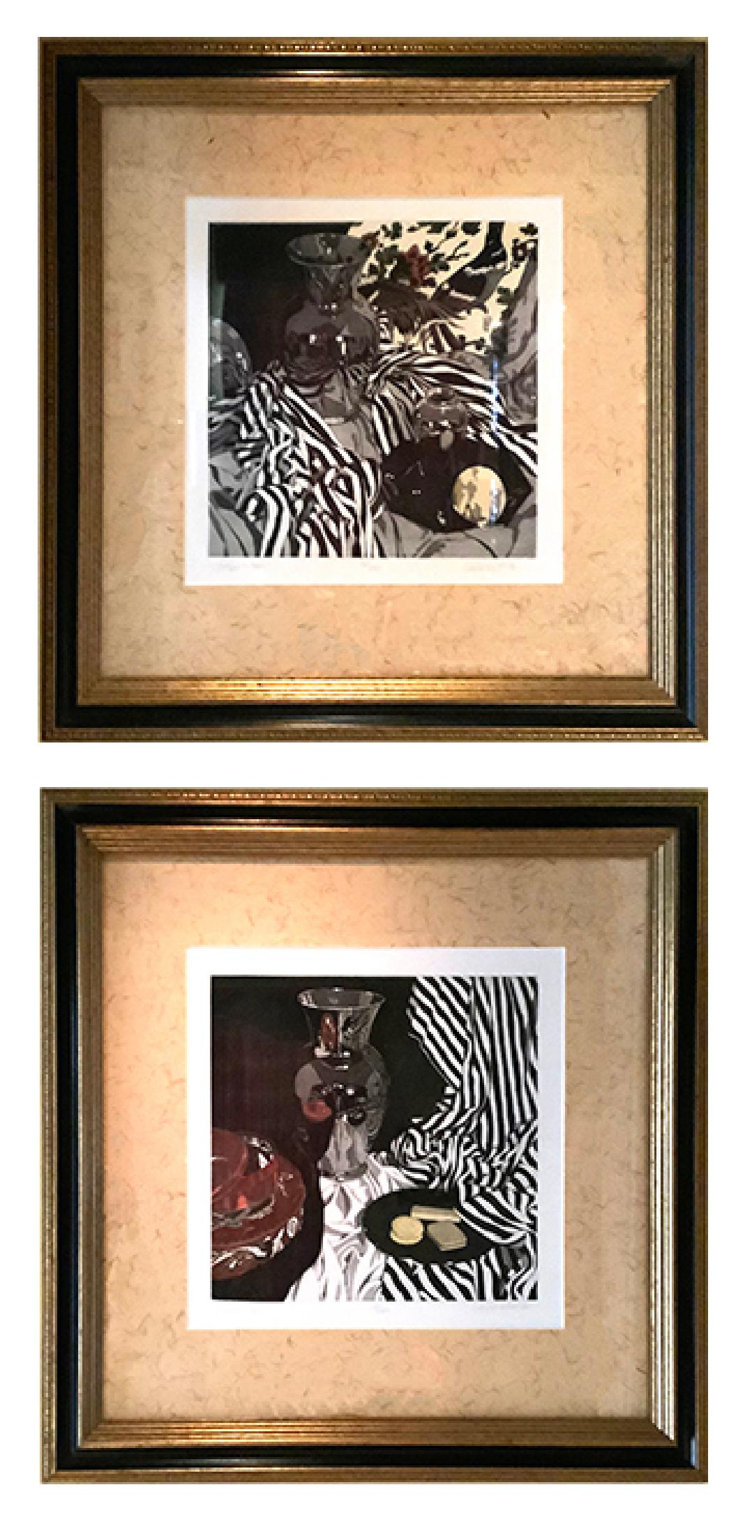 Sherrie Wolf Stripes and Pear Cookie Tin Still Life signée et numérotée Aqua Tint  en vente 7