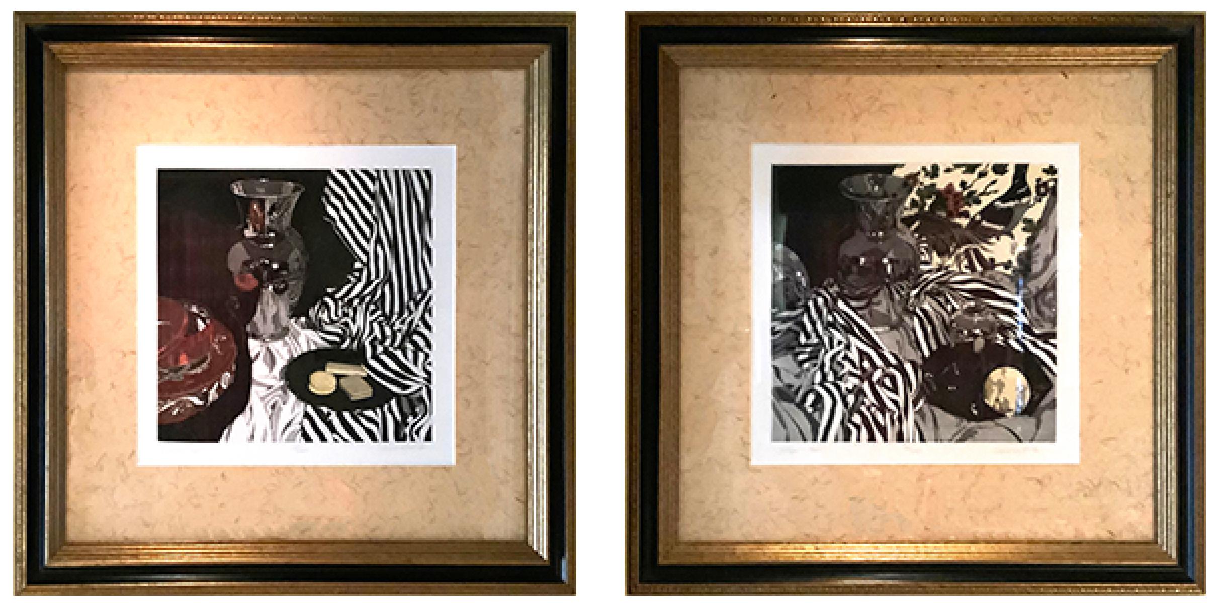 Sherrie Wolf Stripes and Pear Cookie Tin Still Life signée et numérotée Aqua Tint  en vente 8