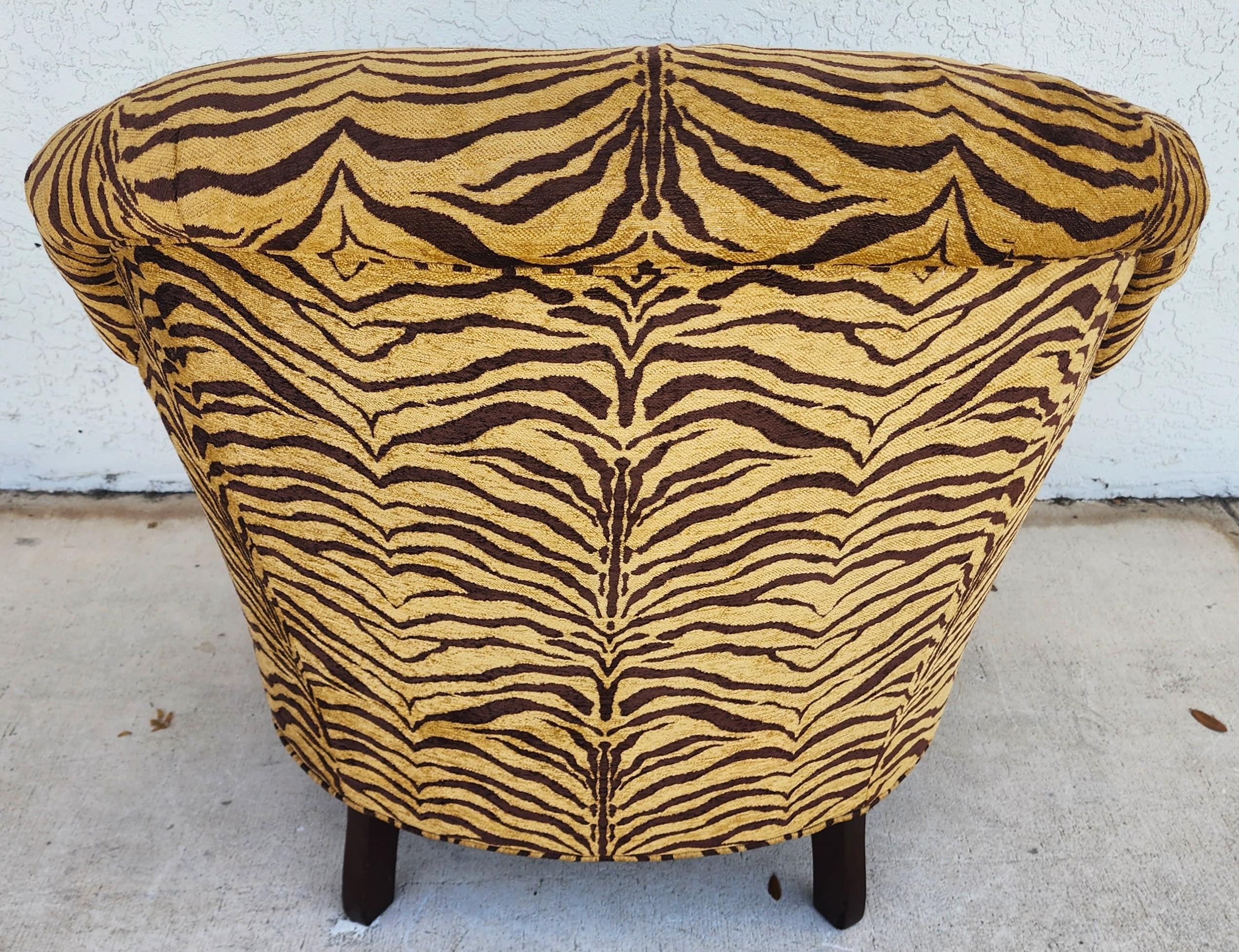 Sherrill Armchair Tufted Animal Print Arm Covers For Sale 5