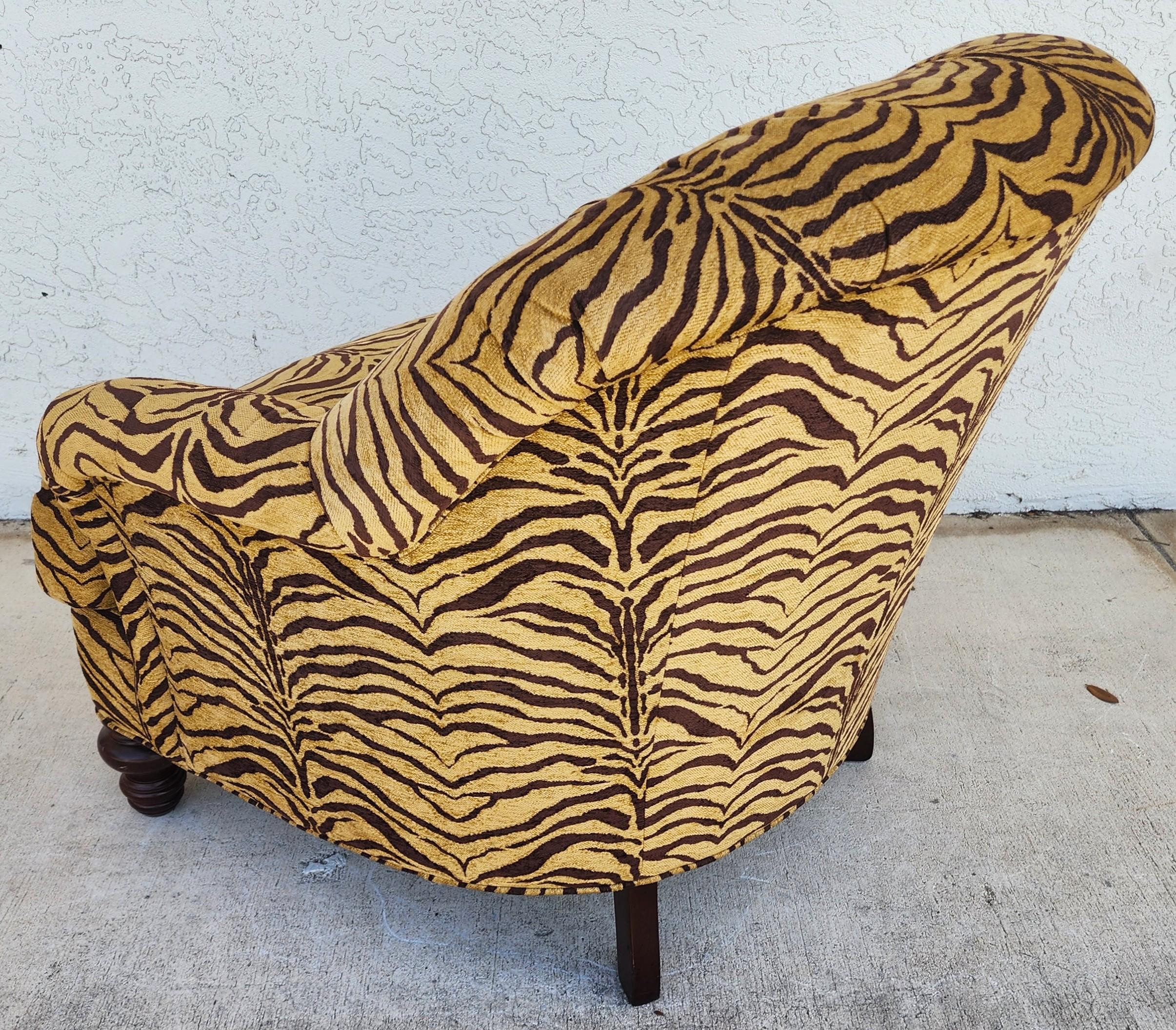 Sherrill Armchair Tufted Animal Print Arm Covers For Sale 6
