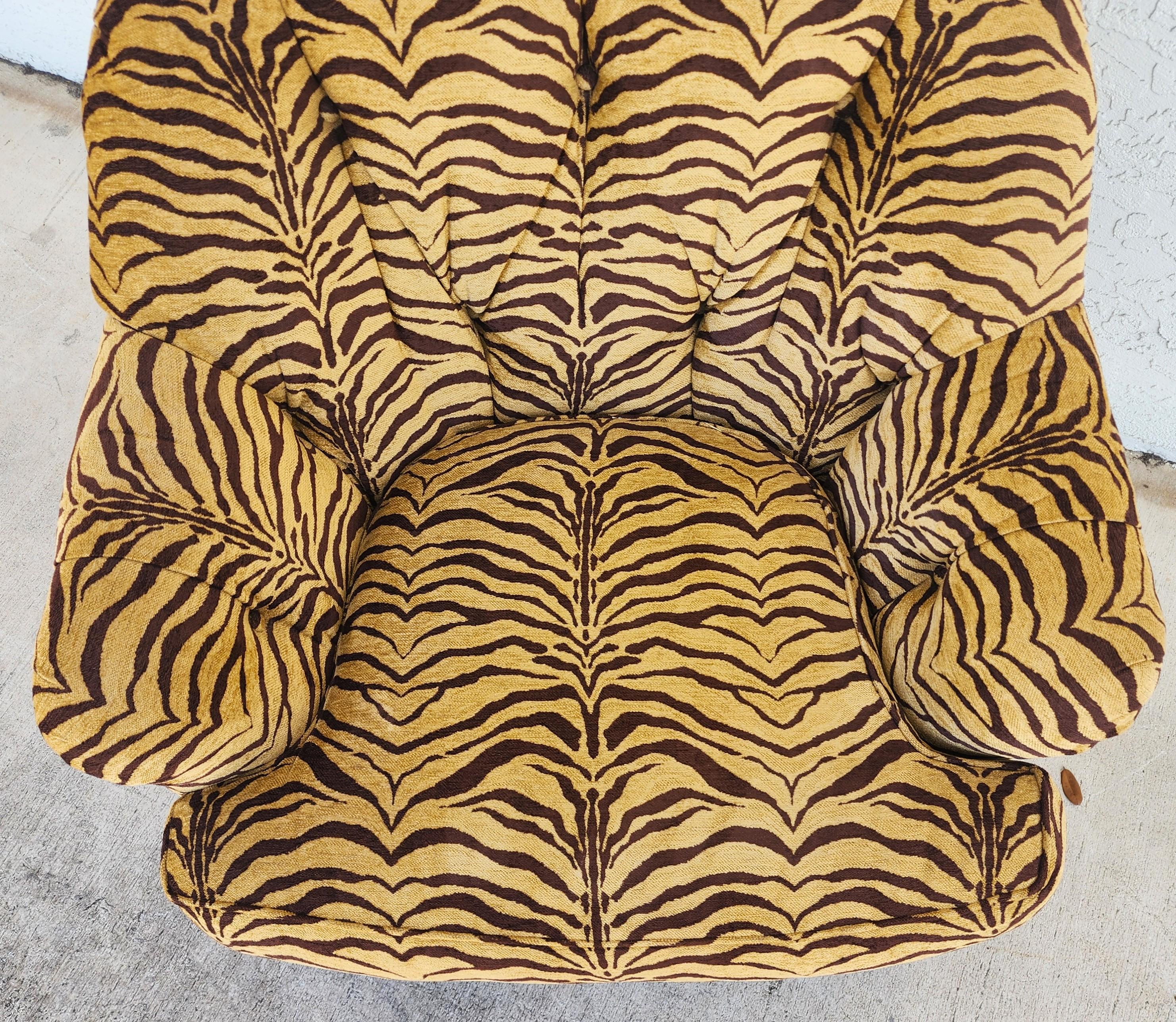 Late 20th Century Sherrill Armchair Tufted Animal Print Arm Covers For Sale