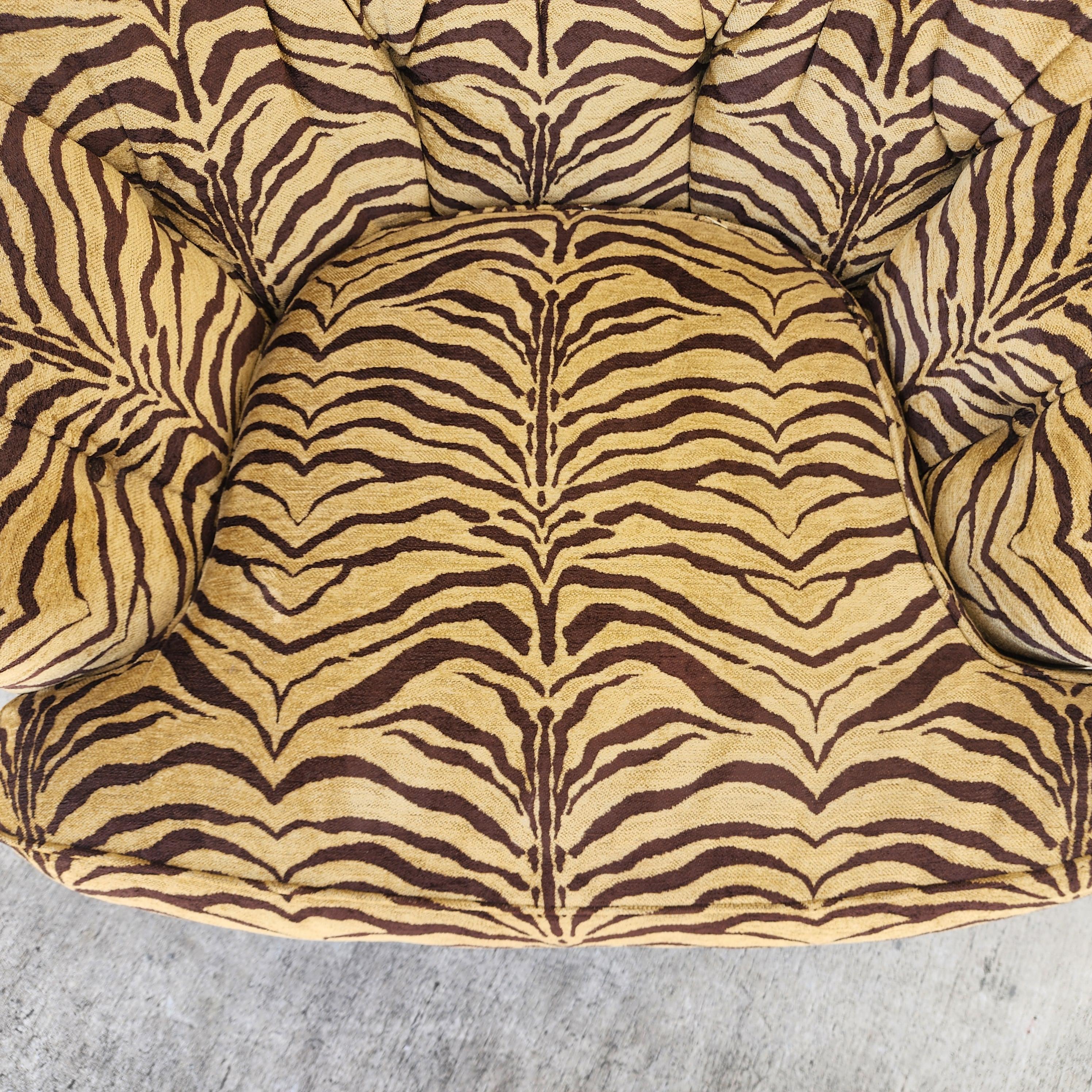 Cotton Sherrill Armchair Tufted Animal Print Arm Covers For Sale