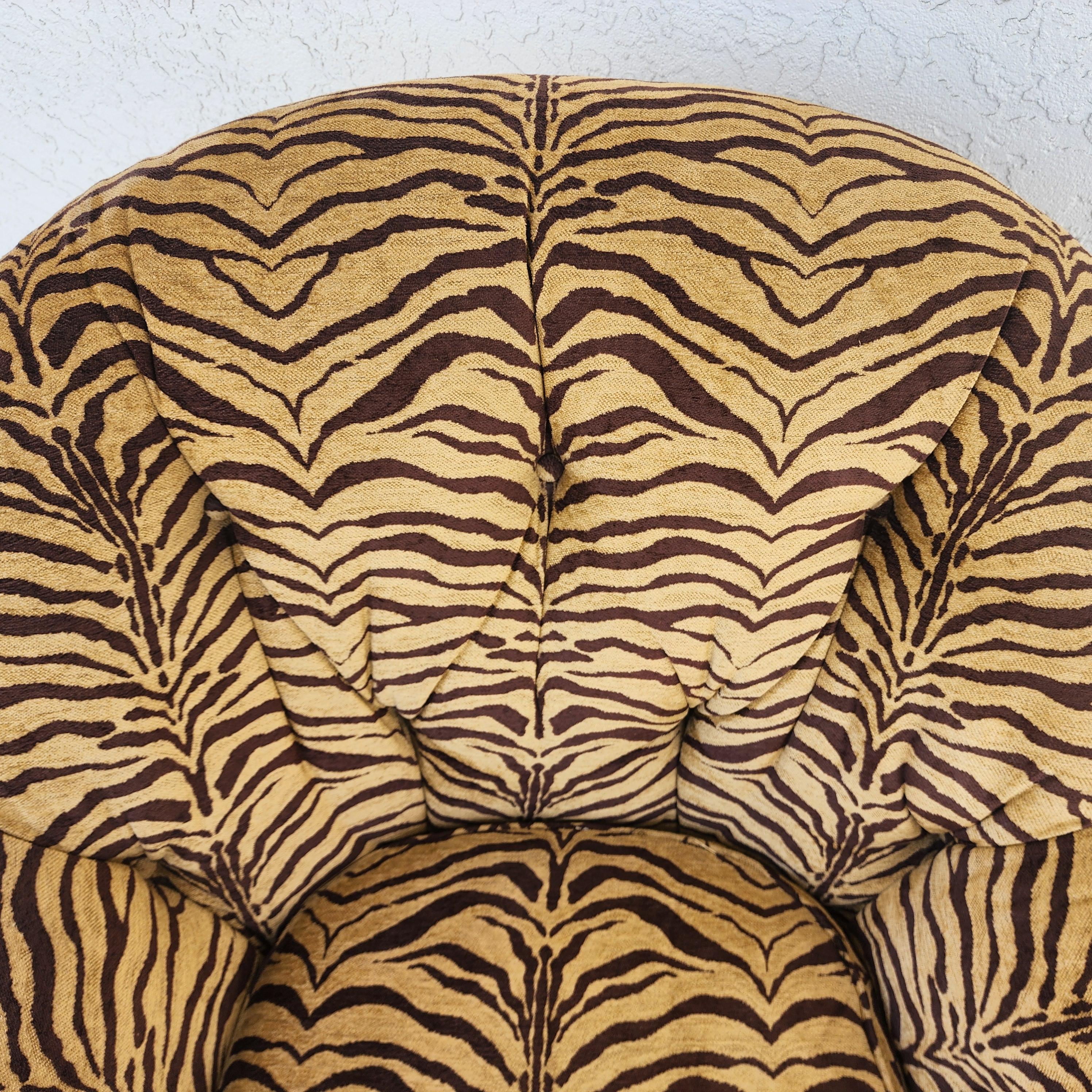 Sherrill Armchair Tufted Animal Print Arm Covers For Sale 1