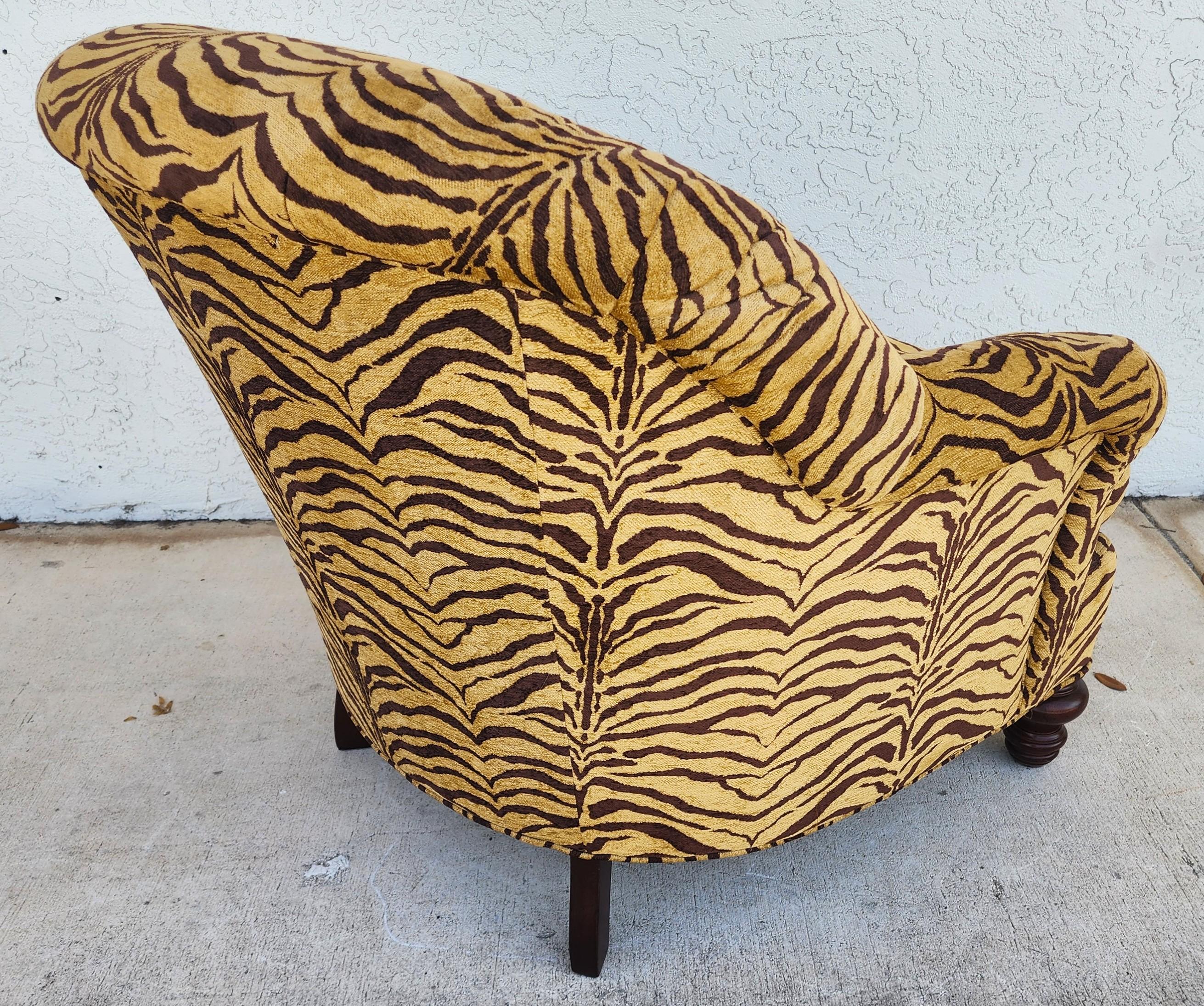 Sherrill Armchair Tufted Animal Print Arm Covers For Sale 4