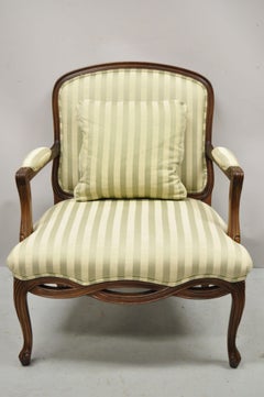 Sherrill French Provincial Louis XV Style Woven Skirt Bergere Lounge Arm Chair