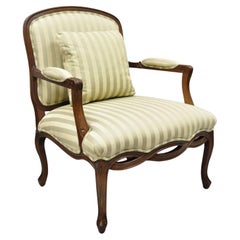 Sherrill French Provincial Louis XV Style Woven Skirt Bergere Lounge Arm Chair