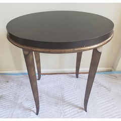 Sherrill Occasional Gilded Heavy Metal Frame and Wood Top Oval Side Table