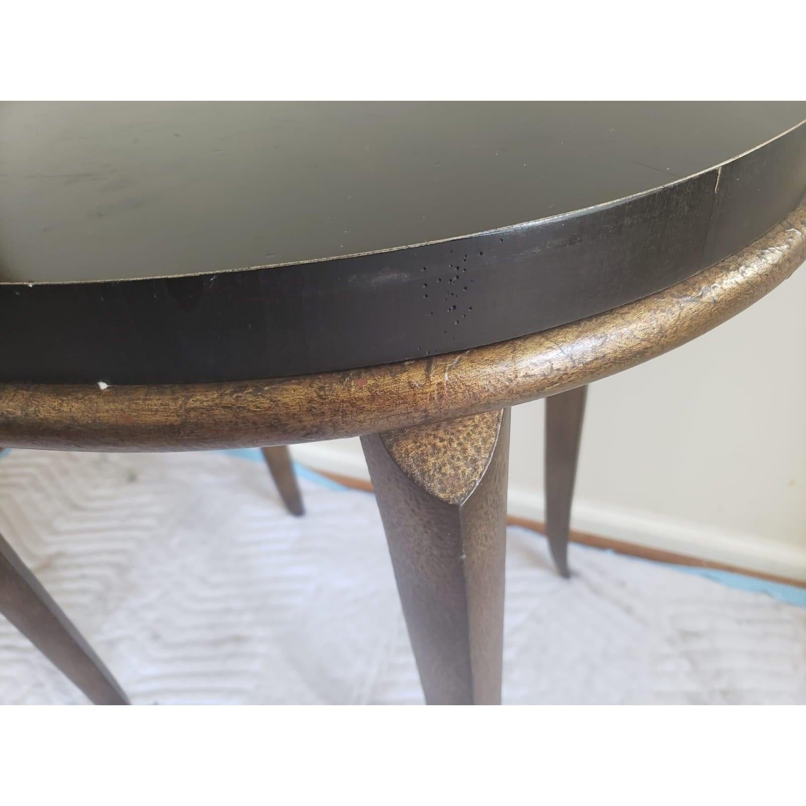 Sherrill Occasional Gilded Heavy Metal Frame and Wood Top Oval Side Table In Good Condition In Germantown, MD