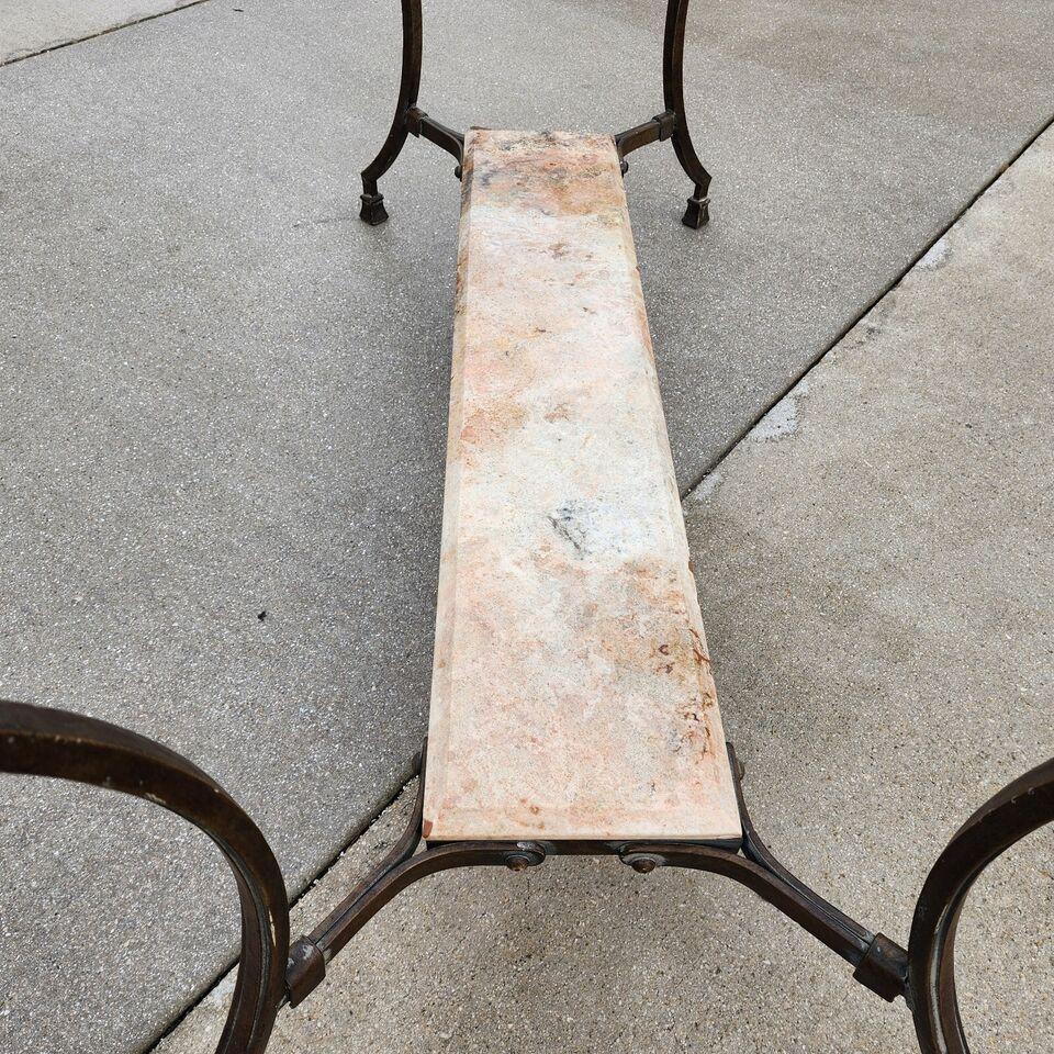 SHERRILL Patinated Console Table Iron Glass Marble 1970s For Sale 9