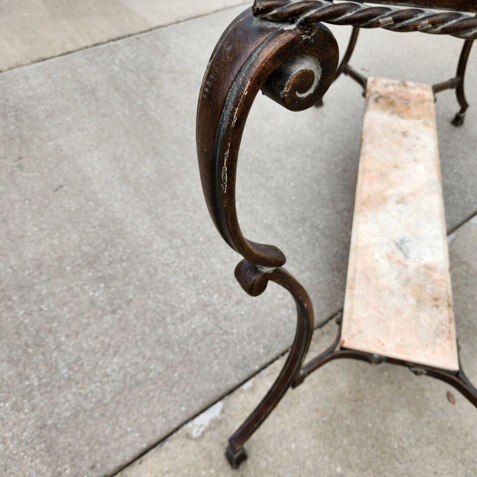 SHERRILL Patinated Console Table Iron Glass Marble 1970s For Sale 12