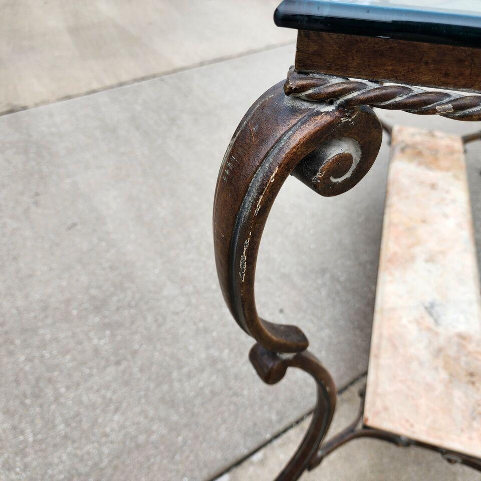SHERRILL Patinated Console Table Iron Glass Marble 1970s For Sale 13