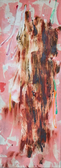 "Dry Gulch" Sherron Francis, Gestural, Red and Pink, Impasto, Female Ab-Ex