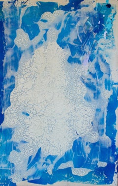 "Mr. Whisper" Sherron Francis, Female Abstract Expressionist, Cobalt Blue, White