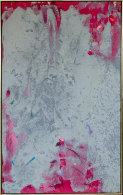 "Rebel II" Sherron Francis, Abstract Expressionist, White, Bright Pink, Gesture