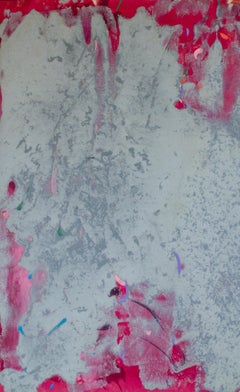 "Rebel II" Sherron Francis, Abstract Expressionist, White, Bright Pink, Gesture