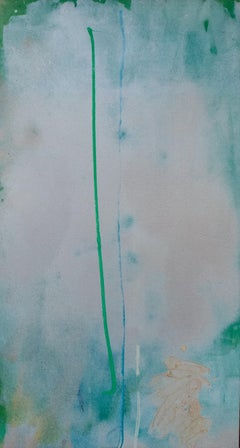 "Untitled" Sherron Francis, Female Abstract Expressionism Green Gold Color Field