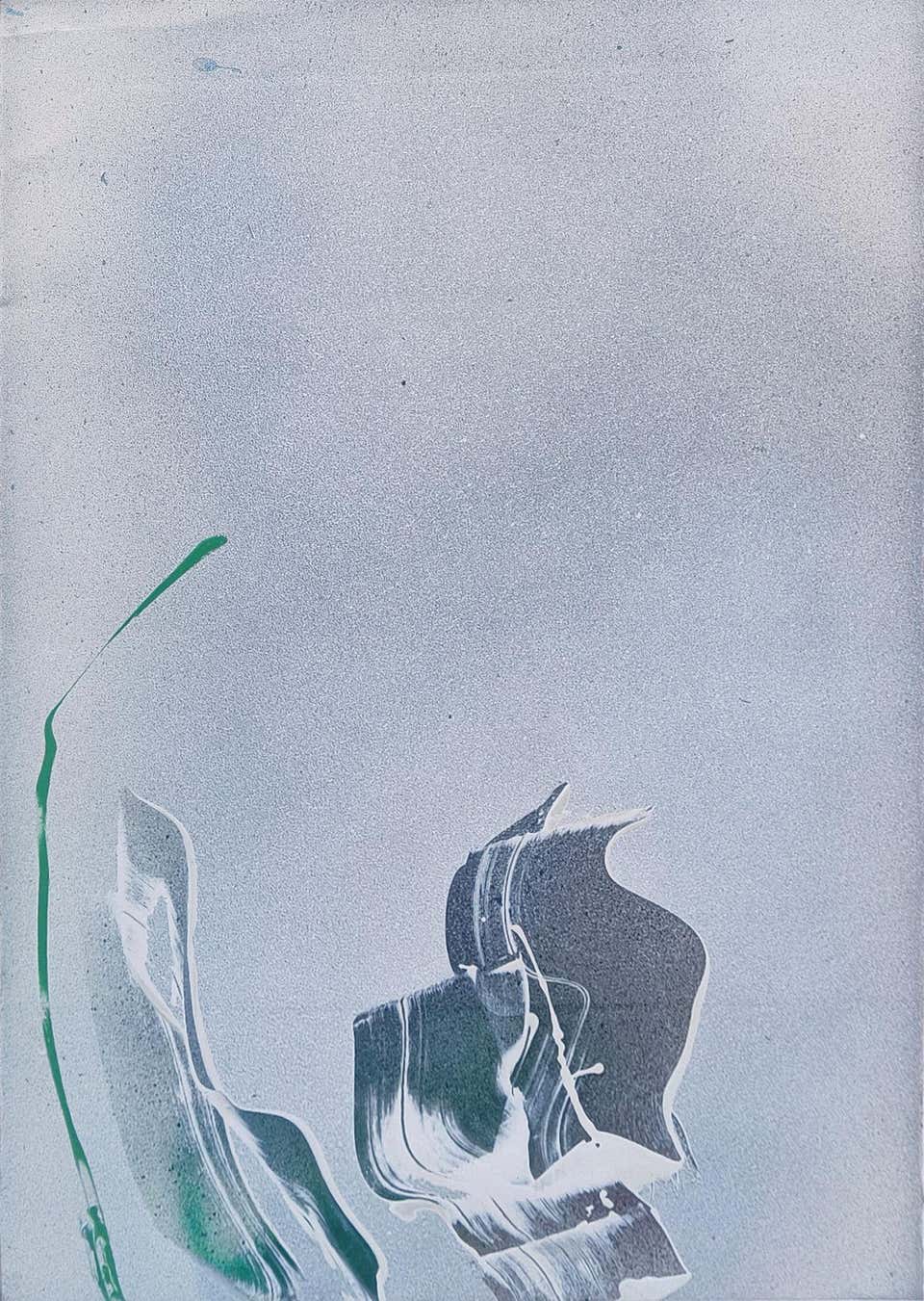 "Untitled" Sherron Francis, Subtle Color, Green and White, Gestural Abstraction