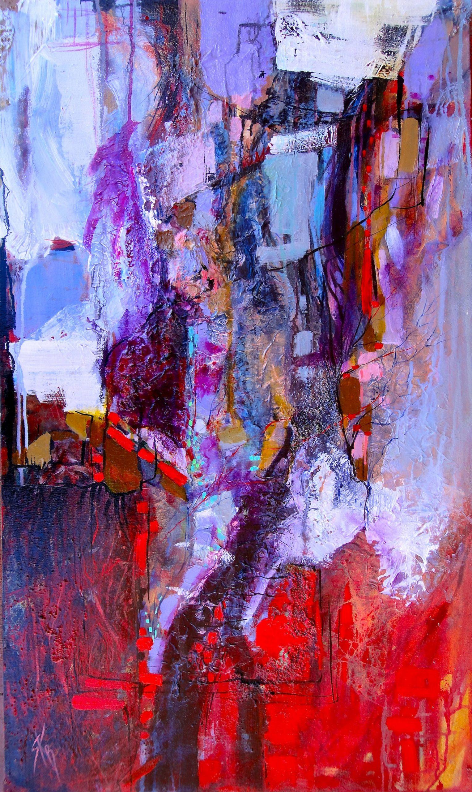 Sherry Beaton-Krulle Abstract Painting - An Abstract Expressionist Painting, "Crossing the Rubicon"