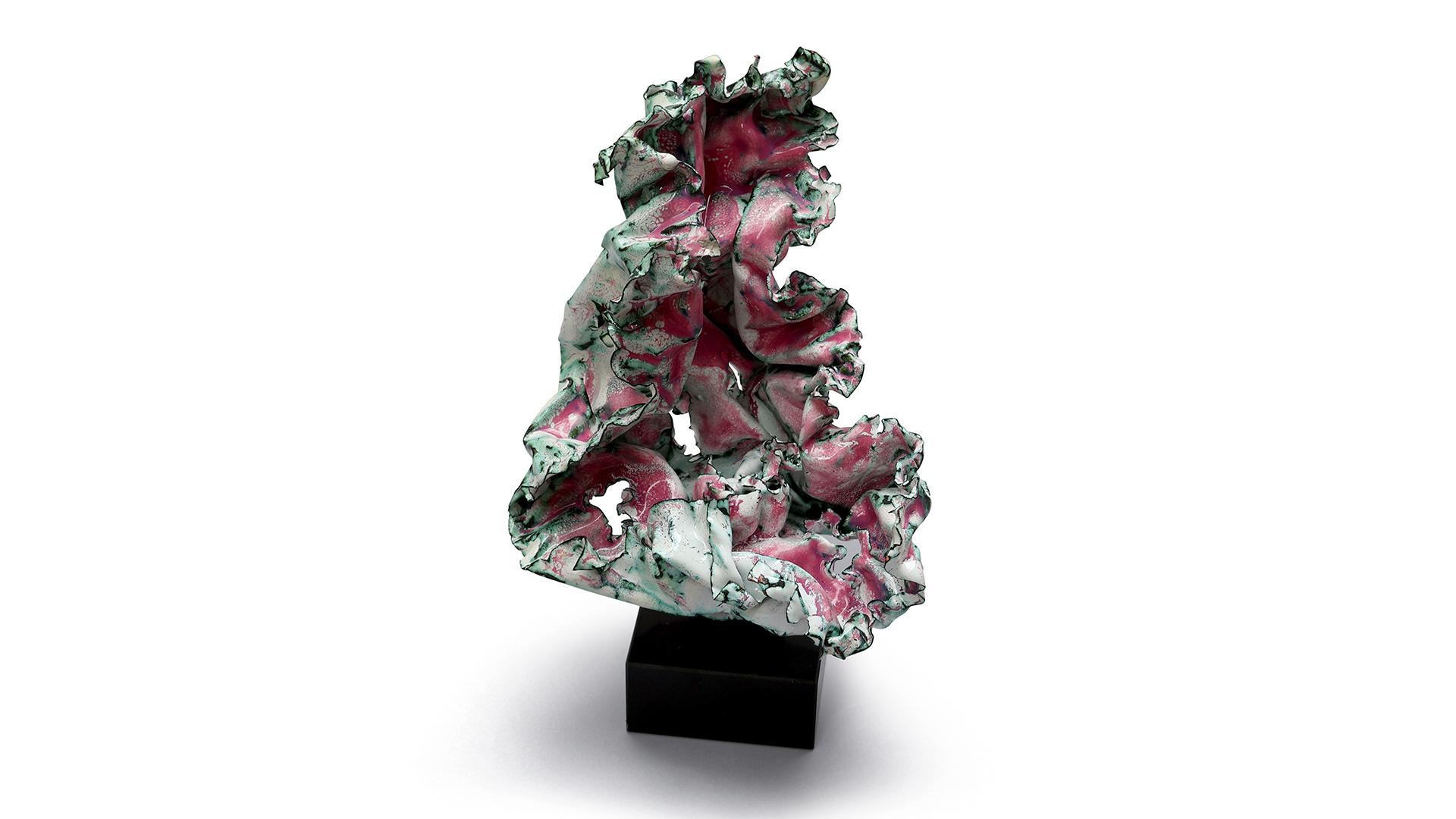 Enameled white and pink Sculpture by sherry been