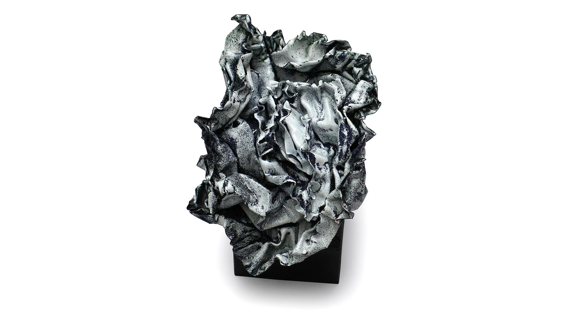 This black and white sculpture, titled 
