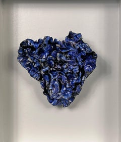 "Definitively Blue Heart" Abstract Wall Art Sculpture, 2024
