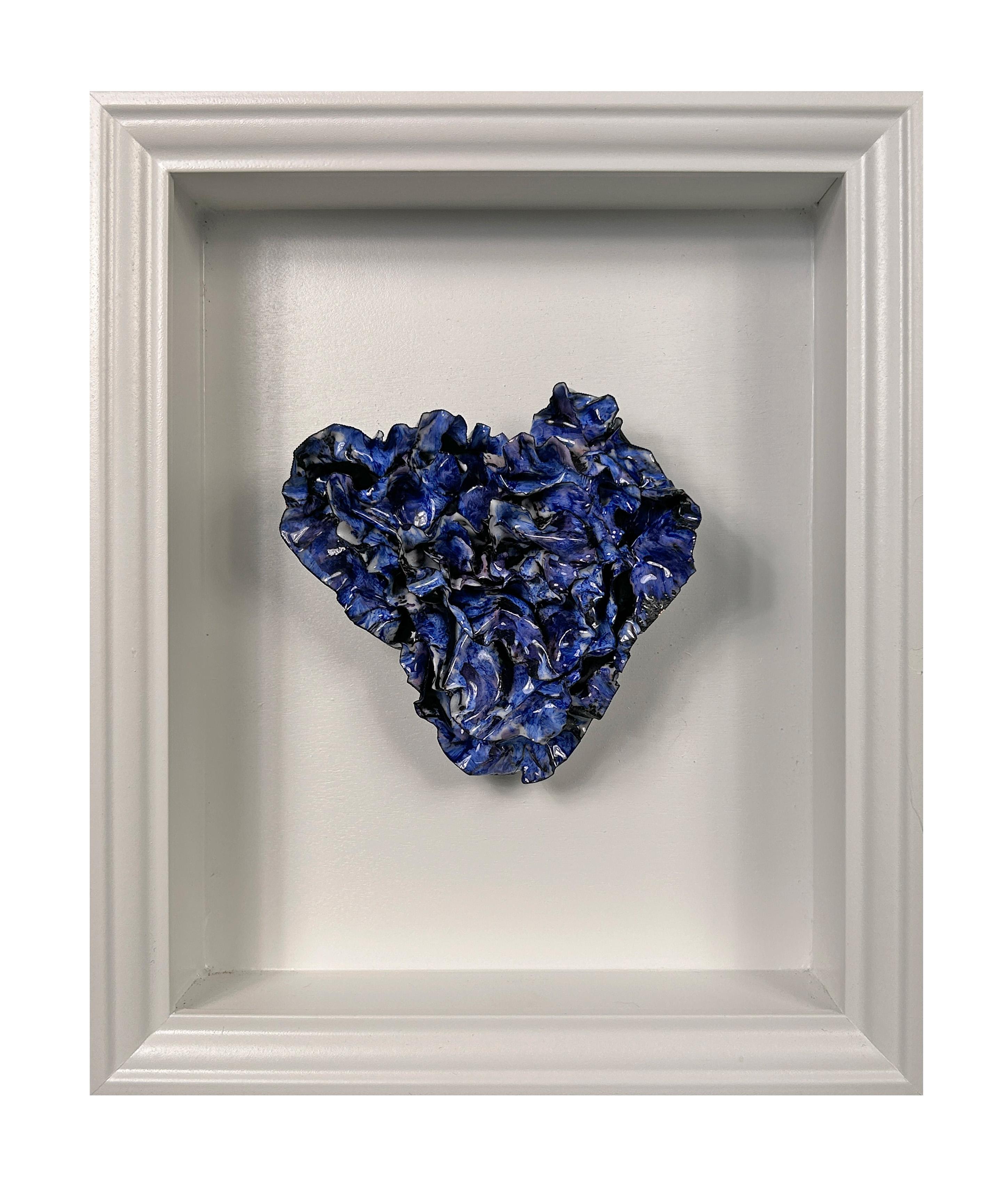 Sherry Been Abstract Sculpture - "Definitively Blue Heart" Abstract Wall Art Sculpture, 2024  