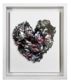 "Dusted Snow Heart" Abstract Wall Art Sculpture, 2023
