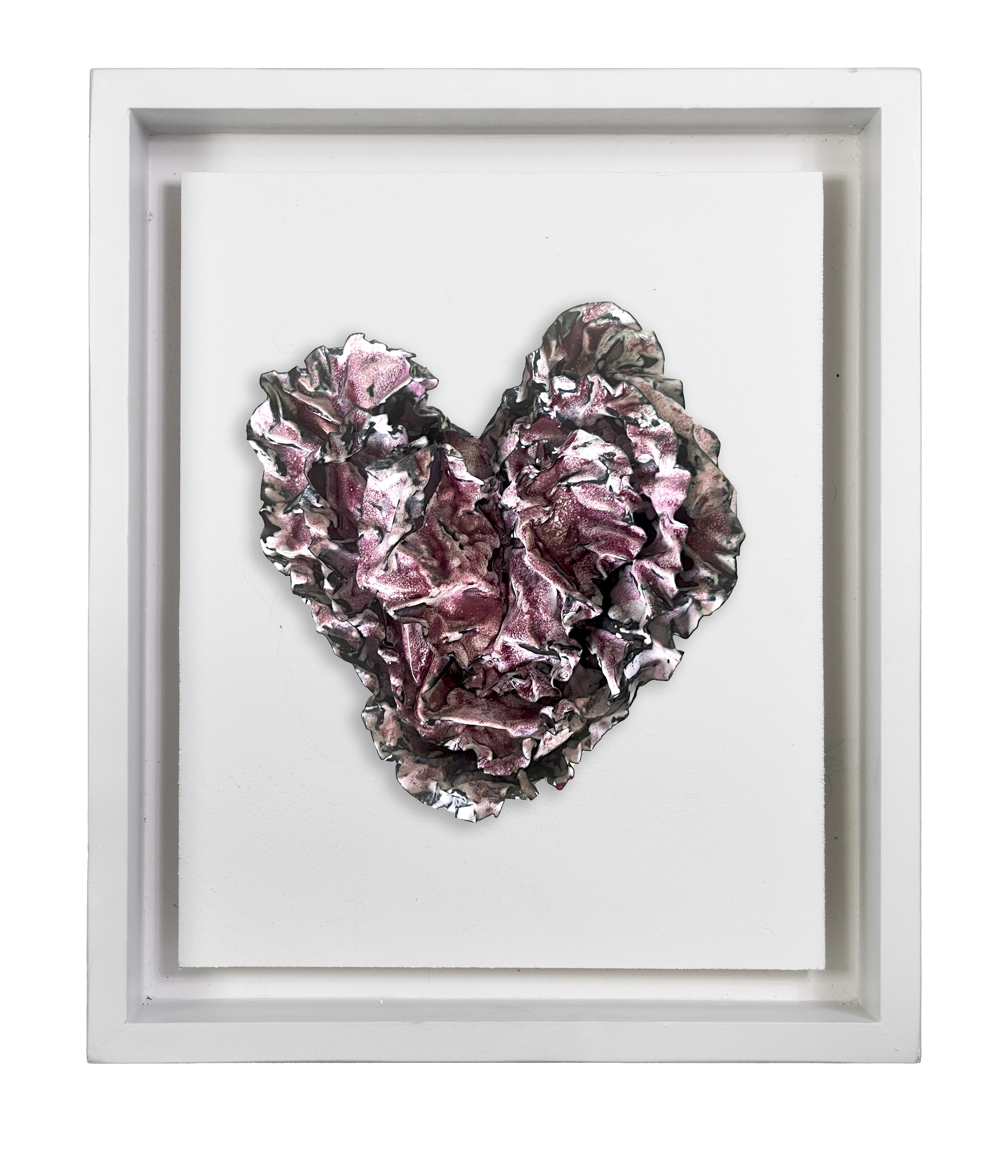 "Magenta Heart" Abstract Wall Art Sculpture, 2023
