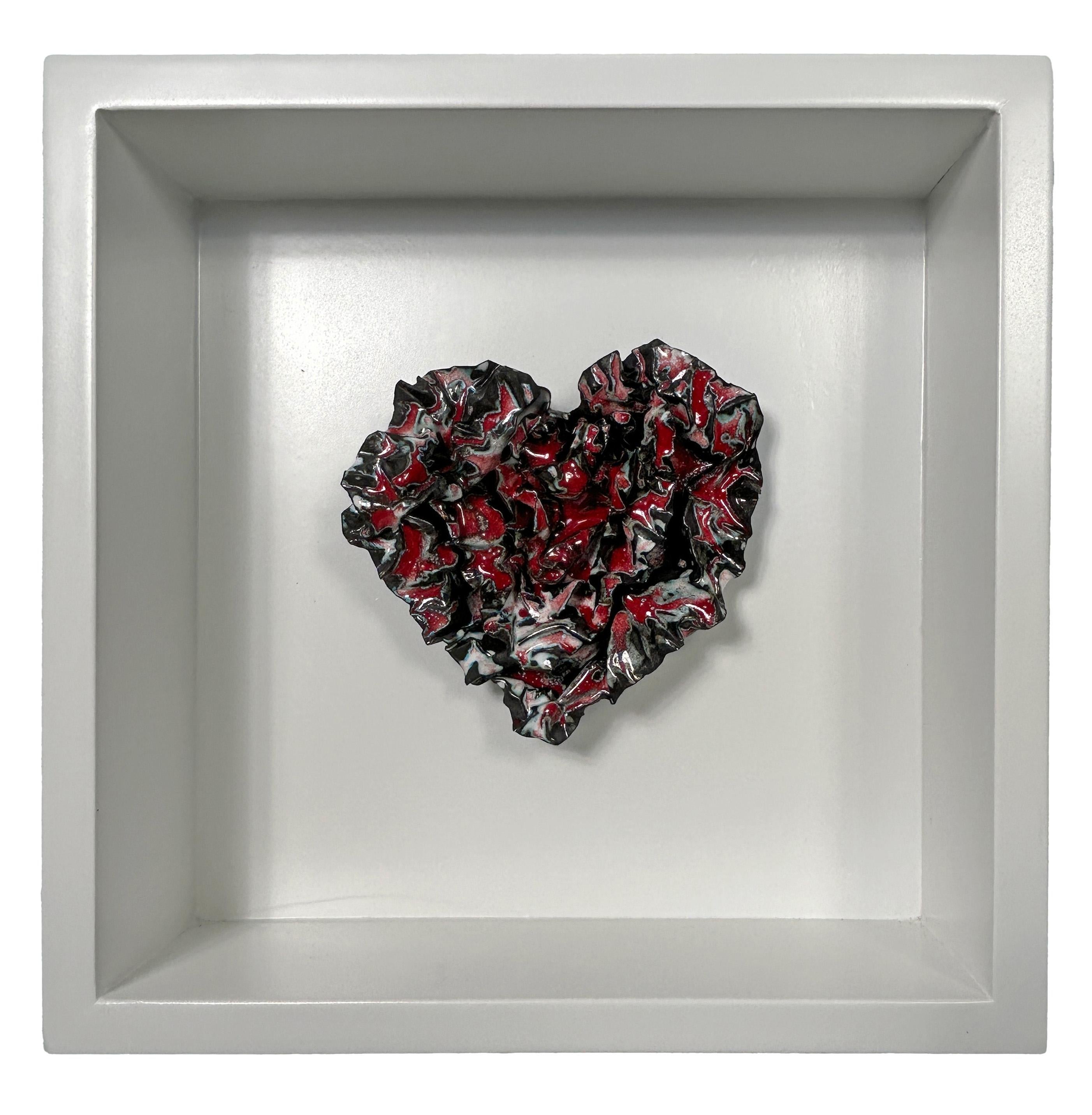 Sherry Been Abstract Sculpture - "Ribbons of Red" Heart Abstract Wall Art Sculpture, 2023