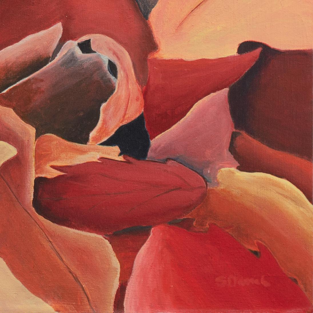 „Fall Leaves“, große herbstliche Abstraktion, Künstlerin aus San Diego – Painting von Sherry Darrah